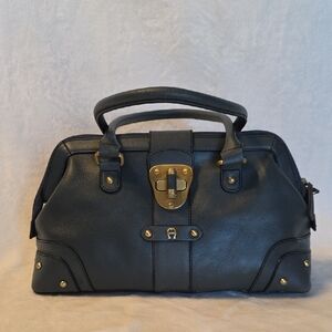 Etienne Aigner Teal Leather Handbag with Gold Accents